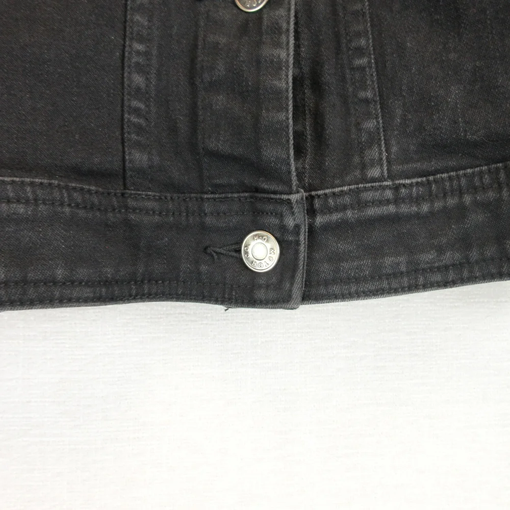 Harley Davidson Black Cotton Denim Jacket Size M Embroidered - Picture 4 of 11